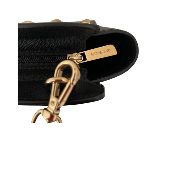 Michael Kors Selma black gold studded leather crossbody bag USED LIGHTLY - Picture 6 of 7